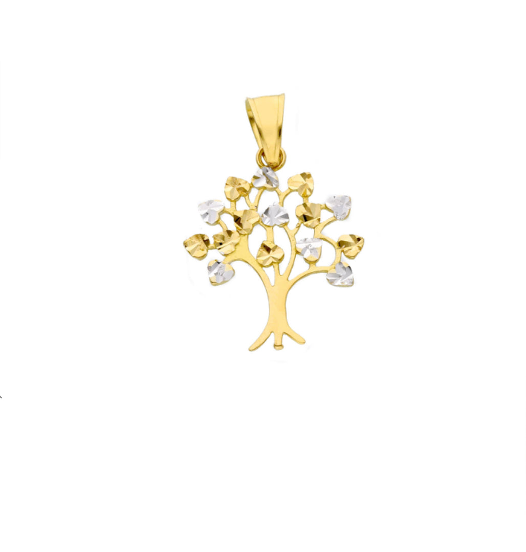 Ciondolo albero della vita oro giallo e bianco 18 kt