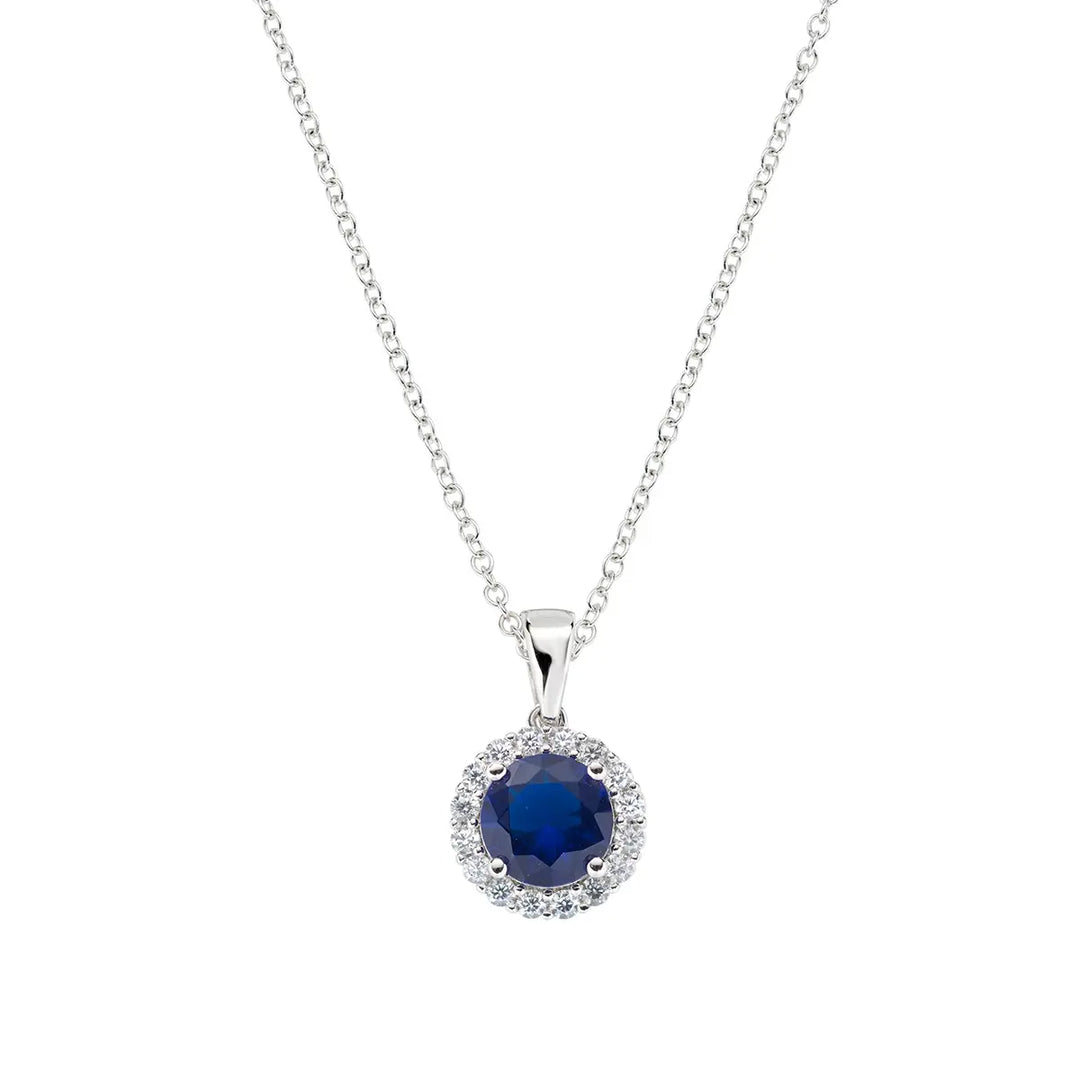 Collana Diamond con Zircone tondo Blu AMEN